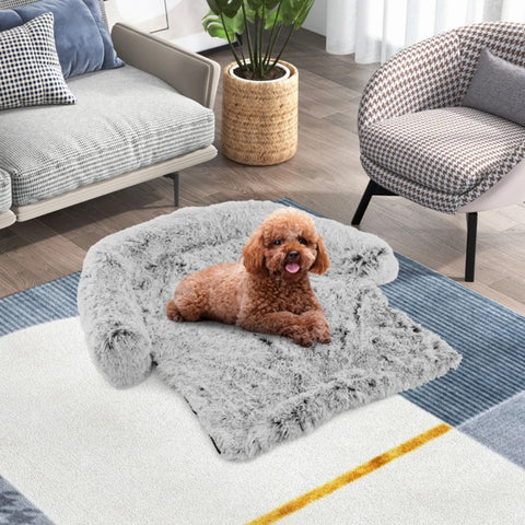 Soft Cozy Pet Dog Bed with Removable Washable Cover Furniture Protector Plush Calming Dog Couch Bed with Anti-Slip Bottom