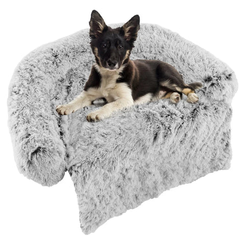 Soft Cozy Pet Dog Bed with Removable Washable Cover Furniture Protector Plush Calming Dog Couch Bed with Anti-Slip Bottom