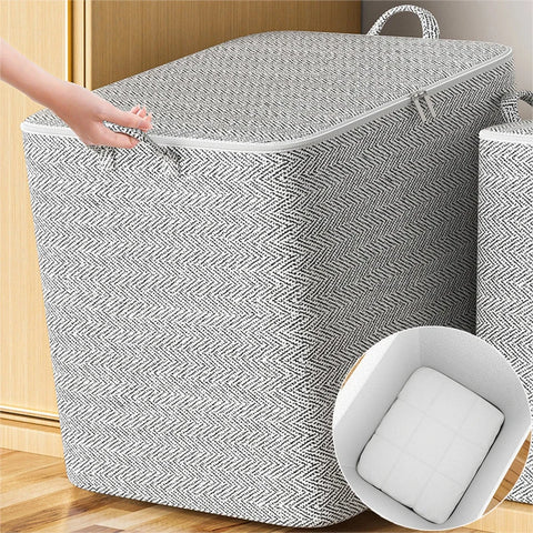 Dustproof Organizers Foldable Toy Organizer Box Stackable House-Moving with Handle Zipper for Blanket Comforter Clothing Bedding