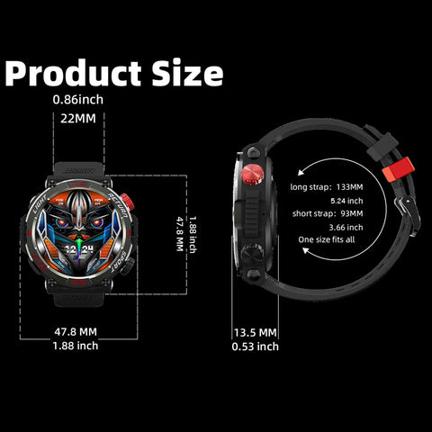 LOKMAT ZEUS 5 PRO Flashlight Smart Watch Bluetooth Calls Watch Waterproof Fitness Tracker Message Push Smartwatches for Phone