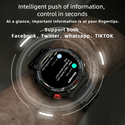 LOKMAT ZEUS 5 PRO Flashlight Smart Watch Bluetooth Calls Watch Waterproof Fitness Tracker Message Push Smartwatches for Phone
