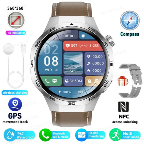GT5 PRO Smart Watch Men Watch 5 Pro AMOLED HD Screen Bluetooth Call GPS Trajectory NFC Heart Rate Compass SmartWatches 2024 New