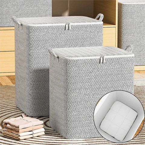 Dustproof Organizers Foldable Toy Organizer Box Stackable House-Moving with Handle Zipper for Blanket Comforter Clothing Bedding