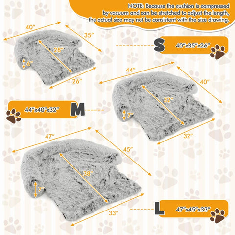 Soft Cozy Pet Dog Bed with Removable Washable Cover Furniture Protector Plush Calming Dog Couch Bed with Anti-Slip Bottom