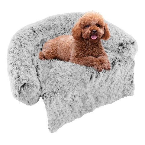 Soft Cozy Pet Dog Bed with Removable Washable Cover Furniture Protector Plush Calming Dog Couch Bed with Anti-Slip Bottom