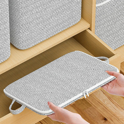 Dustproof Organizers Foldable Toy Organizer Box Stackable House-Moving with Handle Zipper for Blanket Comforter Clothing Bedding