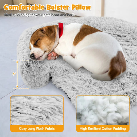 Soft Cozy Pet Dog Bed with Removable Washable Cover Furniture Protector Plush Calming Dog Couch Bed with Anti-Slip Bottom