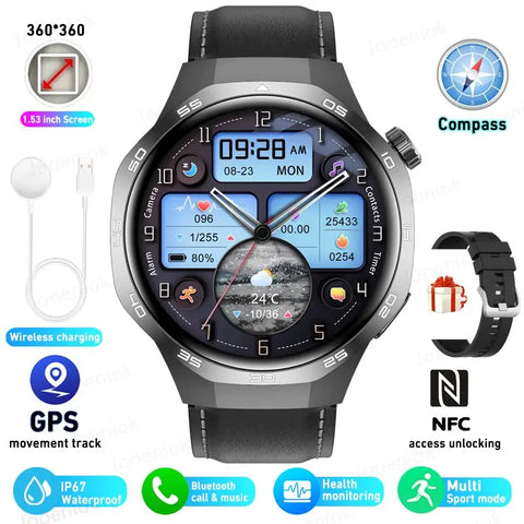 GT5 PRO Smart Watch Men Watch 5 Pro AMOLED HD Screen Bluetooth Call GPS Trajectory NFC Heart Rate Compass SmartWatches 2024 New